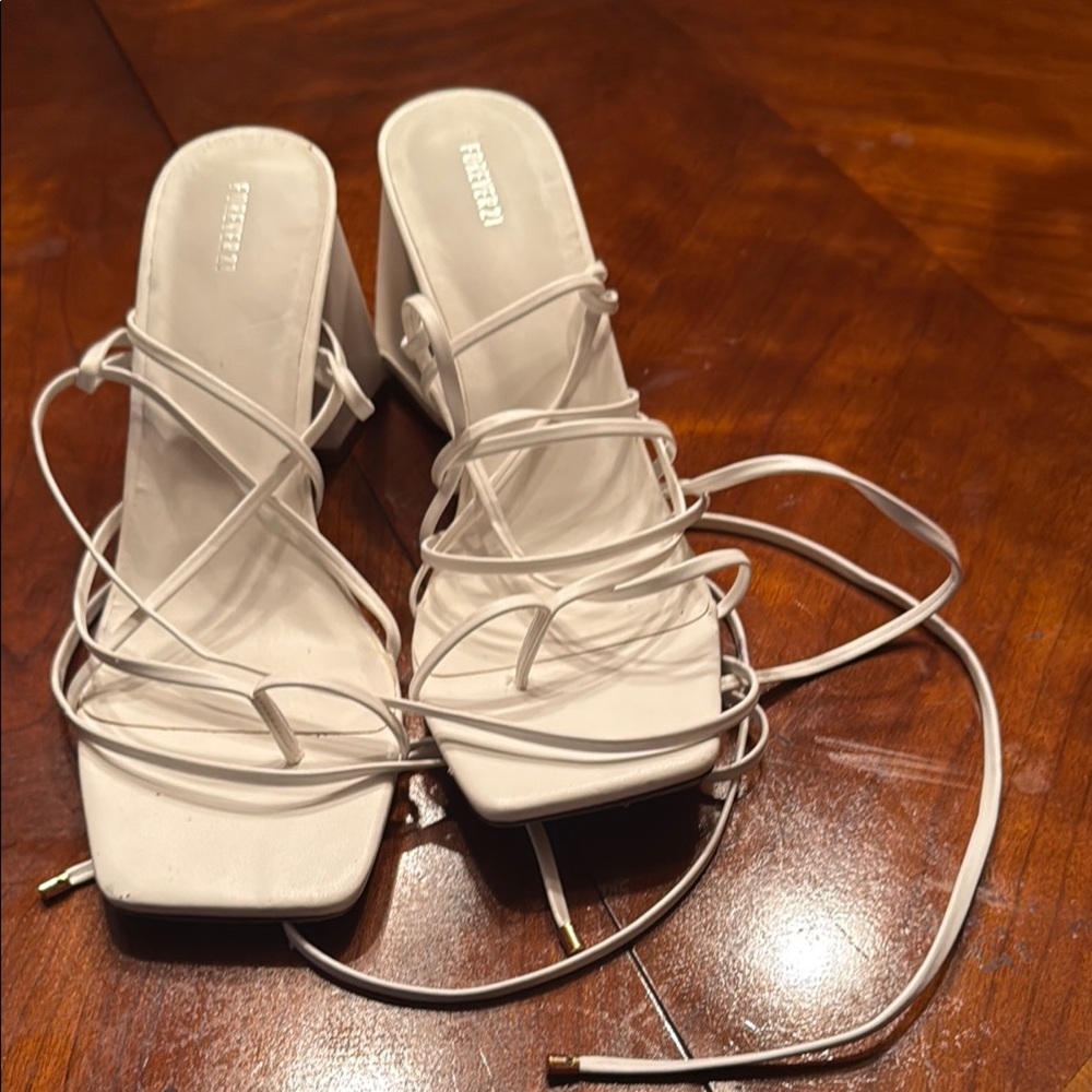 Forever 21 White Strappy Heels